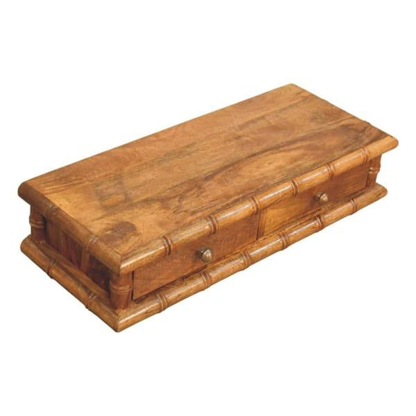 Artisan Furniture Solid Wood Bamboo Wall-Mounted Console, 2 Drawers, Brown