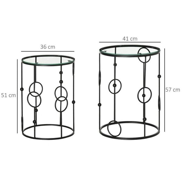Nesting Round Coffee Table Set of 2 - Black