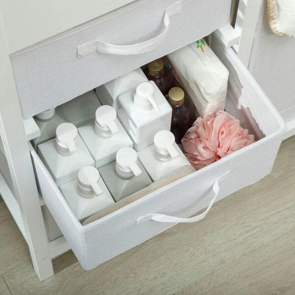Bobobiy Baby Changing Unit with 4 Storage Drawers, Mat for Bedroom Nursery, 84 x 84.5 cm, White