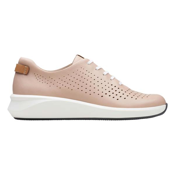 Clarks Womens/Ladies Un Rio Tie Leather Trainers - Blush - 