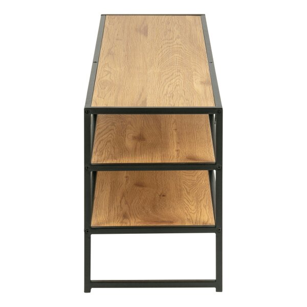 Wyld Haus El Paso Black Metal and Wild Oak Veneer Open TV Unit 3 Shelves