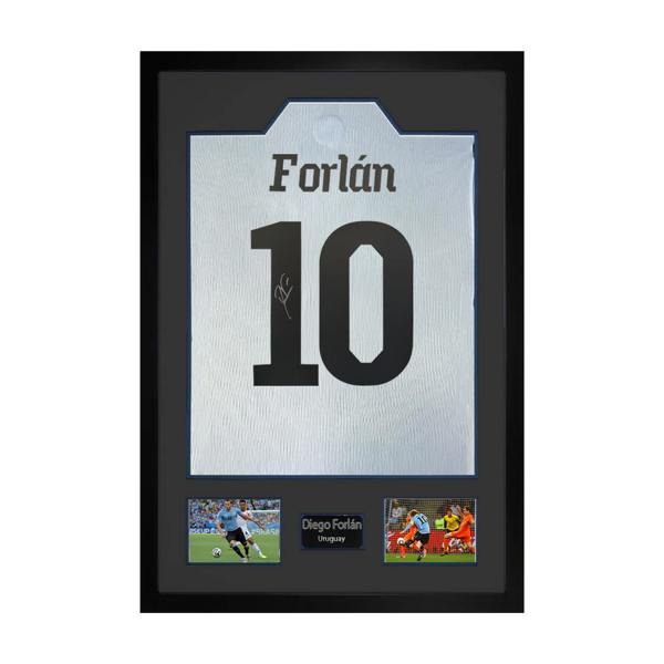 Diego Forlan Signed Uruguay Shirt Premium Frame