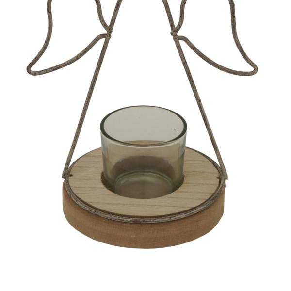Hill Interiors Outline Angel Tealight Holder - Brown/Silver - 