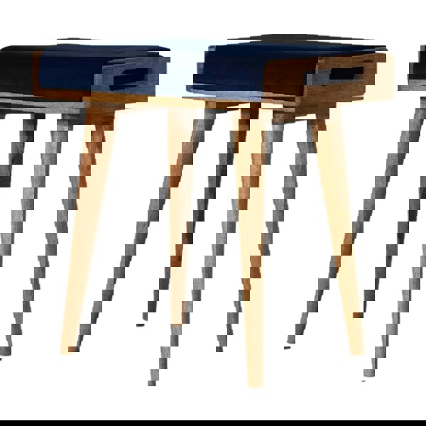 Artisan Furniture Solid Wood Royal Blue Velvet Tray Footstool