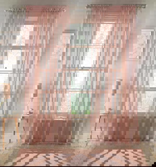 Tyrone Textiles Eden Recycled Eco Friendly Linen Look Plan Voile Panel Pair with Rod Pocket- Ready To Hang