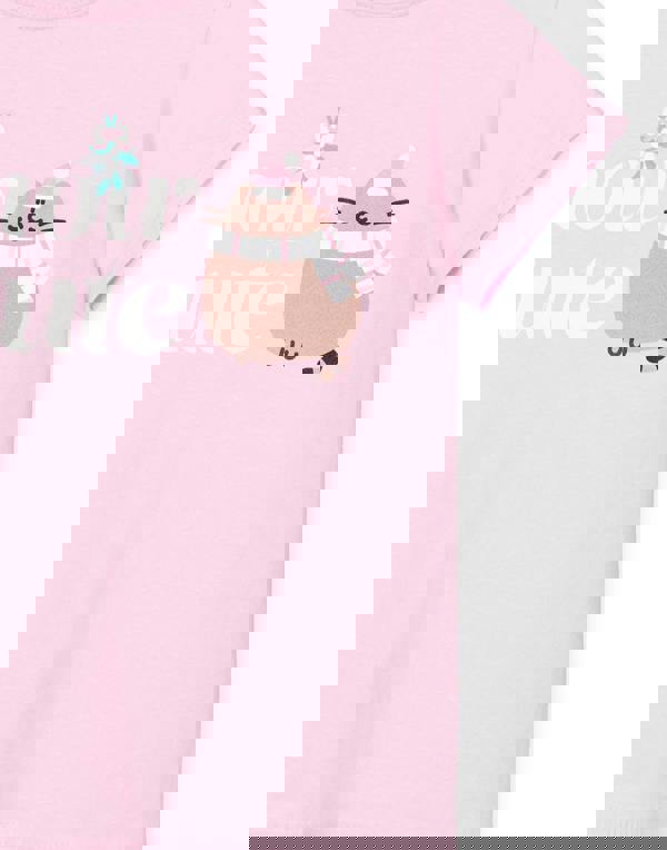 Pusheen Girls Pink Snow Cute Short Sleeved T-Shirt