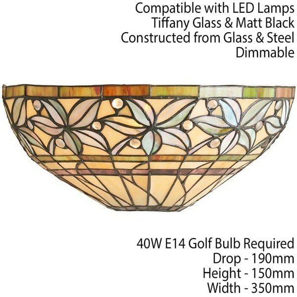 Tiffany Glass Wall Light Cream & Autumn Flower Shade Interior Sconce i00236 Loops