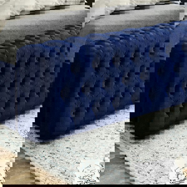 Casa Magna Marino Mirror Upholstered Soft Velvet Bed Frame - Blue