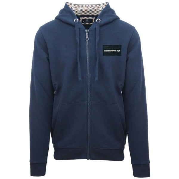 Aquascutum Box Gothic Logo Zip-Up Hoodie - Navy Blue