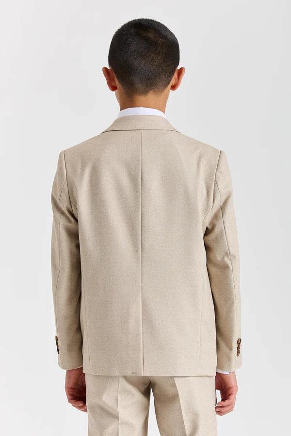 Paul Andrew Belmont - Boys Beige Classic Stitch Lapel 3 Piece Suit