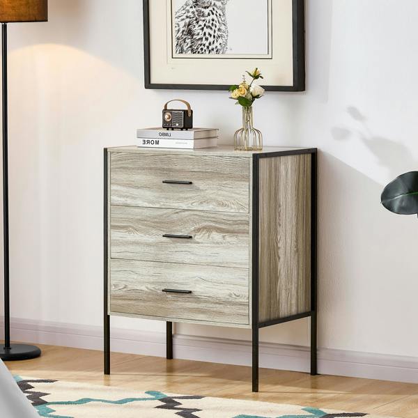 Vida Designs Brooklyn 3 Drawer Chest, Dark Wood