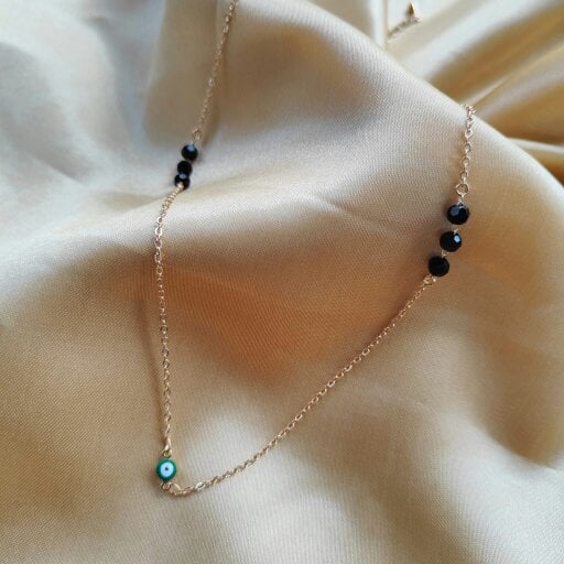 The Colourful Aura Black Bead Evil Eye Minimalistic Mangalsutra Ethnic Nazar Necklace