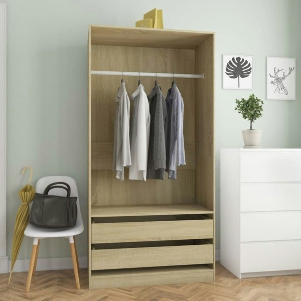 Berkfield Wardrobe Sonoma Oak 100x50x200 cm Engineered Wood