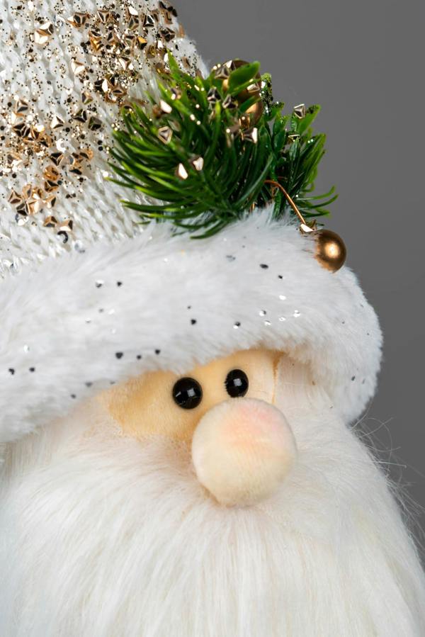 58cm Santa Burgundy and Gold Christmas Figurine with White Fur Trim and Long Beard for Festive Home Display image 6