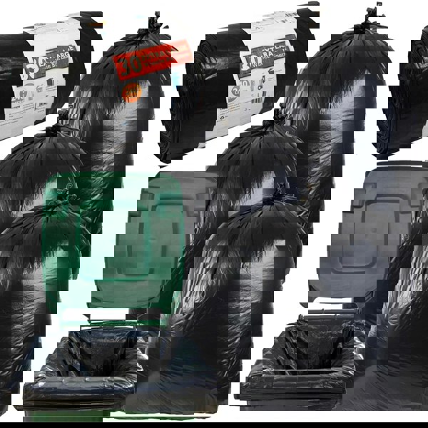  60 x Black Wheelie Bin Liners 240L Large Capacity Refuse Sacks For Outdoor Bins