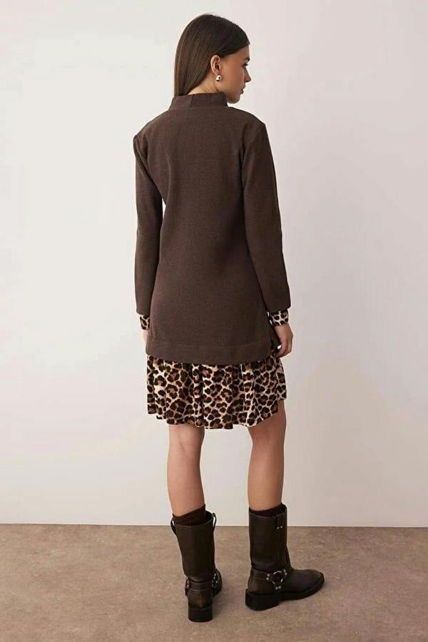 WOVCOR Mini Selanik Stand Collar Knit Dress