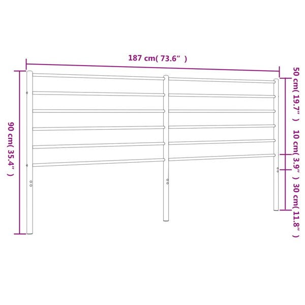 Berkfield Metal Headboard Black 180 cm