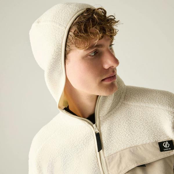 Dare 2B Mens Firn Borg Hooded Fleece Jacket - Almond Milk - 