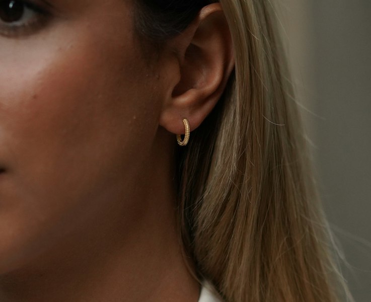 Spero London Sterling Silver Textured Pebble Hoops - Single