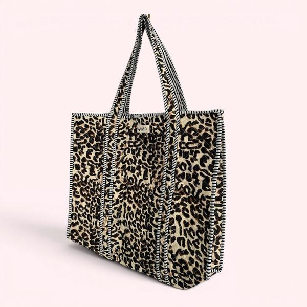 Hayley & Co Leopard Print Quilted Cotton Tote Bag