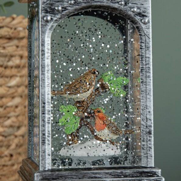 Samuel Alexander 20cm Dual Powered Light up Christmas Robin Water Spinner with White LEDs