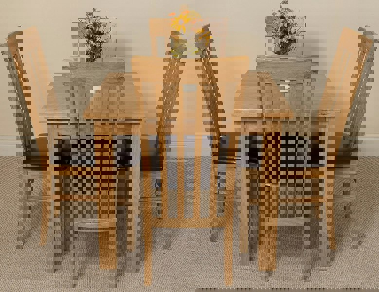 That's Furniture Oslo 90 x 90cm Small Square Oak Dining Set with 4 Harvard Oak Chairs