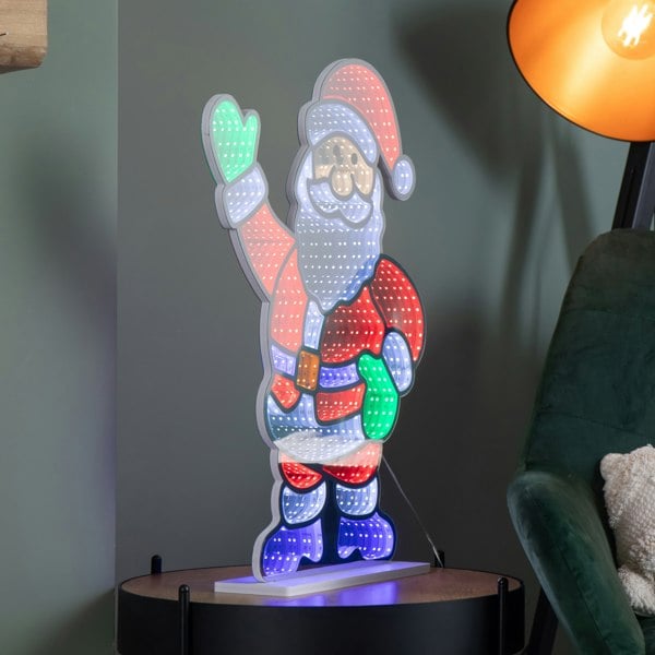 Samuel Alexander 59cm Light up Waving Santa Infinity Christmas Decoration with Multi-Coloured LEDs