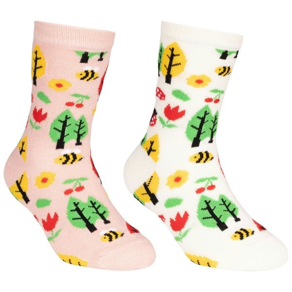Trespass Kids Garden Socks (Pack of 2) - Cream/Light Pink