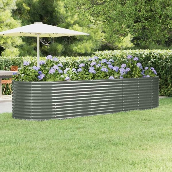 Berkfield Garden Raised Bed Powder-coated Steel 322x100x68 cm Grey
