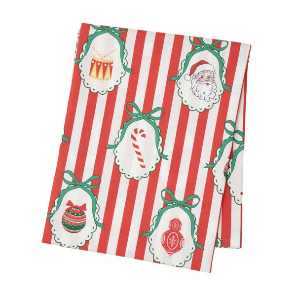Catherine Lansfield Christmas Vintage Stripe Cotton Table Cloth Red