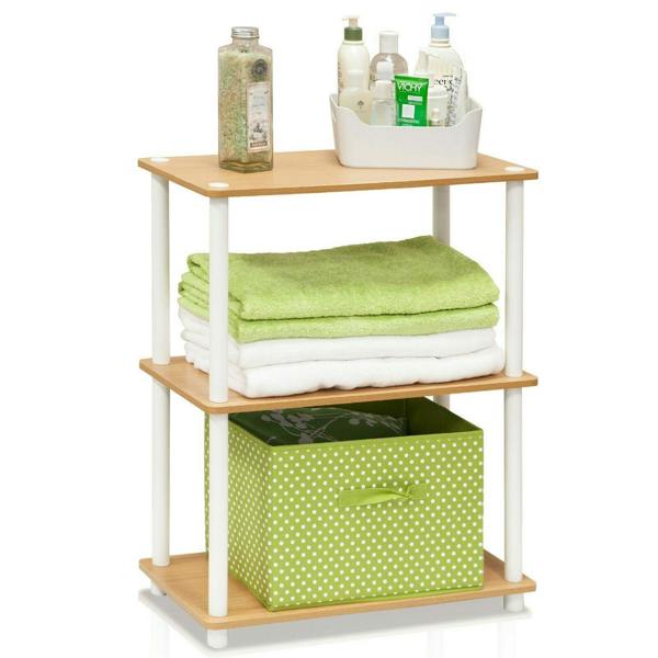 WALPLUS Elegant /WH Turn-N-Tube 3-Tier Compact Multipurpose Shelf Display Rack, Beech for Bedroom - SKU 10024BE