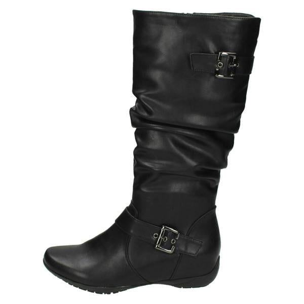 Down to Earth Ladies Down To Earth Flat High Leg Rouched Boots