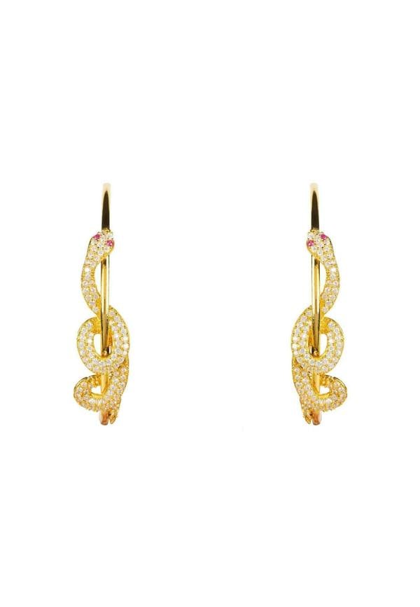 Cleopatra Serpent Snake Hoop Earrings Gold - LATELITA Earrings