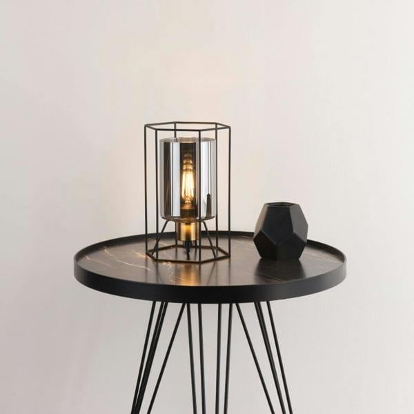 Pagazzi Lighting Sabrina Black and Smoked Glass Table Lamp