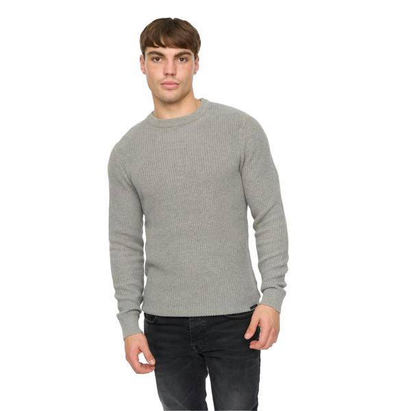 Crosshatch Mens Jampster Knitted Crew Neck Sweatshirt - Grey - 