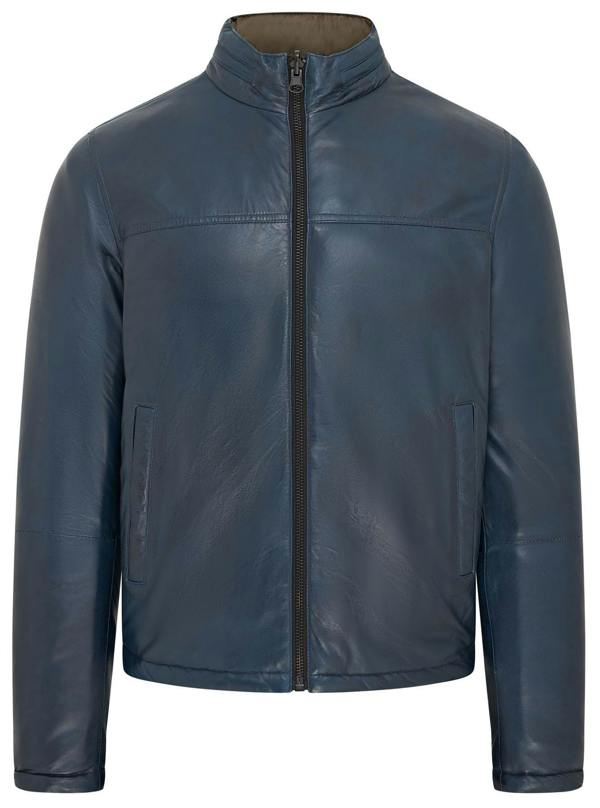 Infinity Leather Mens Hooded Reversible Bomber Leather Jacket - Raufoss