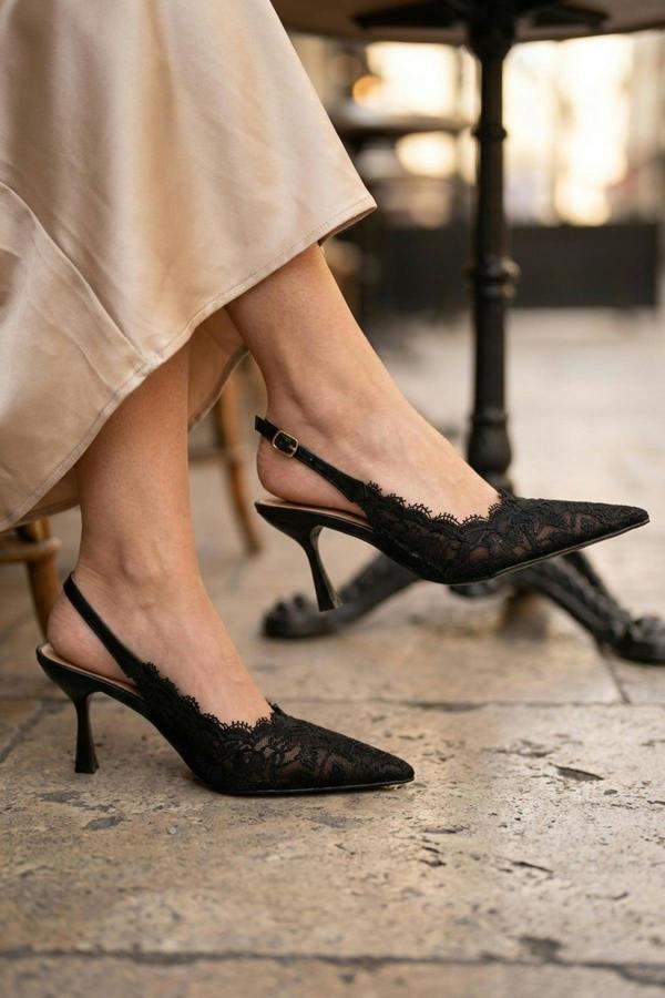 ikrush Odette Floral Lace Pointed Toe Heels
