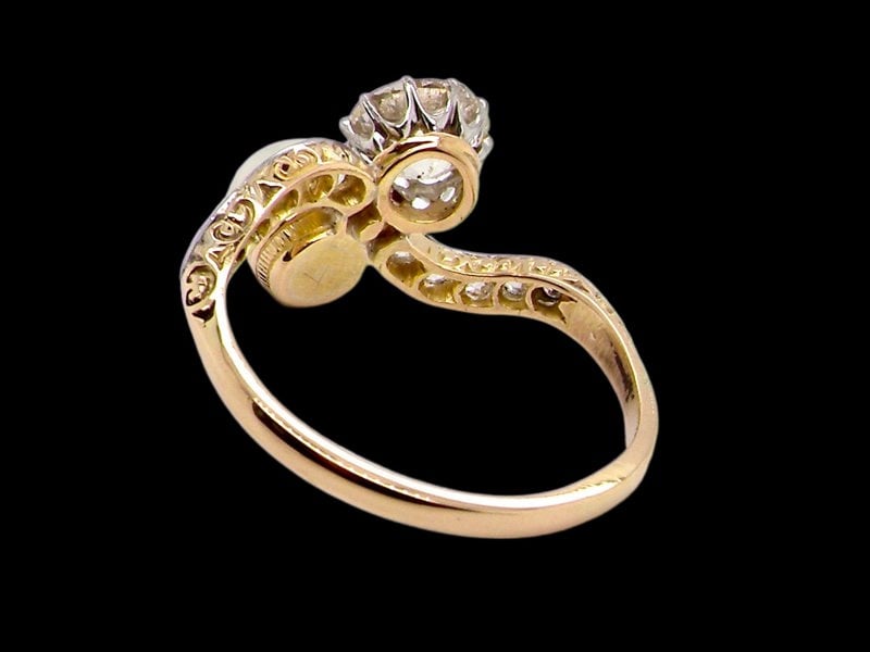 Vintage Tom A fine pearl and diamond two stone ring