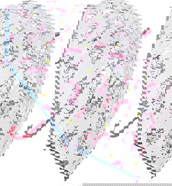 KAV Kids Transparent School Umbrella Boys and Girls - Sweet, Beautiful, Lightweight Design Dome Parasol for Your Child (Flying Unicorn)