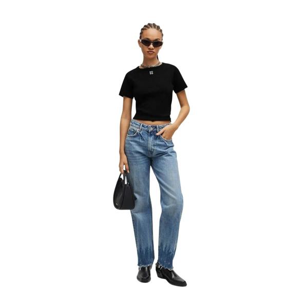 Hugo Womens/Ladies Embroidered Logo Regular T-Shirt - Black - 