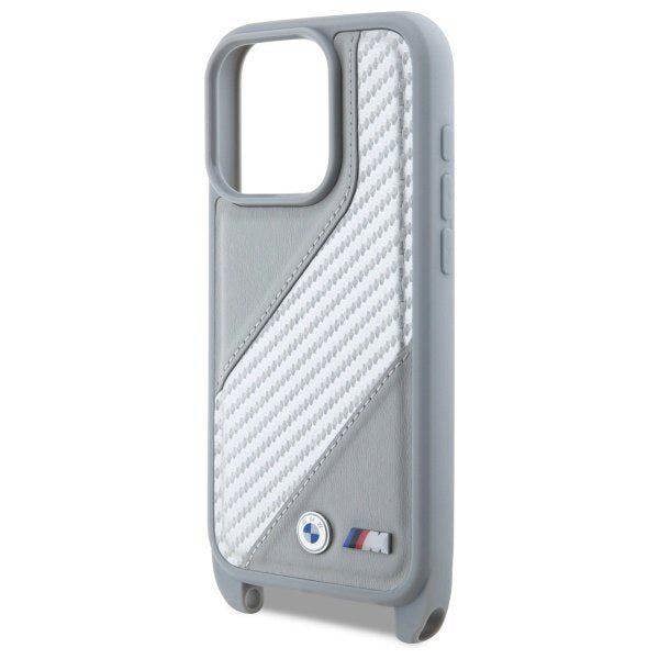 BMW M Series Carbon Stripe & Strap Case for iPhone 16 Pro 6.3" Grey - BMHCP16L23PSCCG