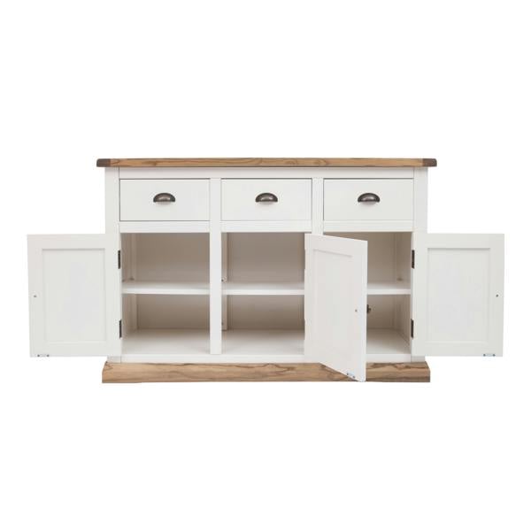 Cabinet Bits Tropea Off White 3 Drawer 3 Door Sideboard Brass Cup Handle