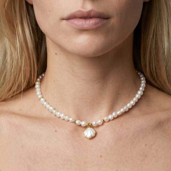 Uchi & Soto Shinju Pearl and Shell Necklace