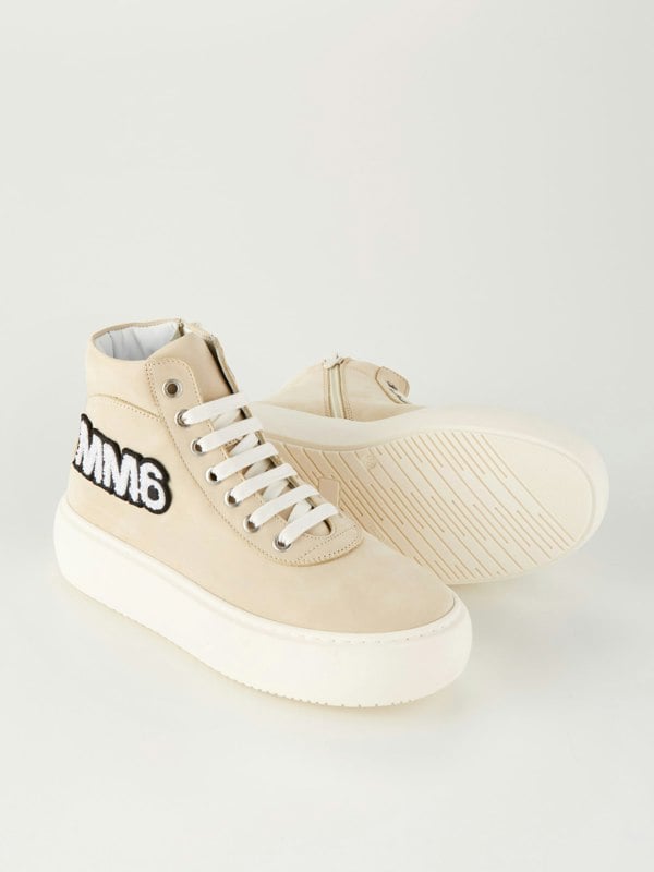 MM6 Unisex Kids MM6 Logo Zip Up Laced Off in White