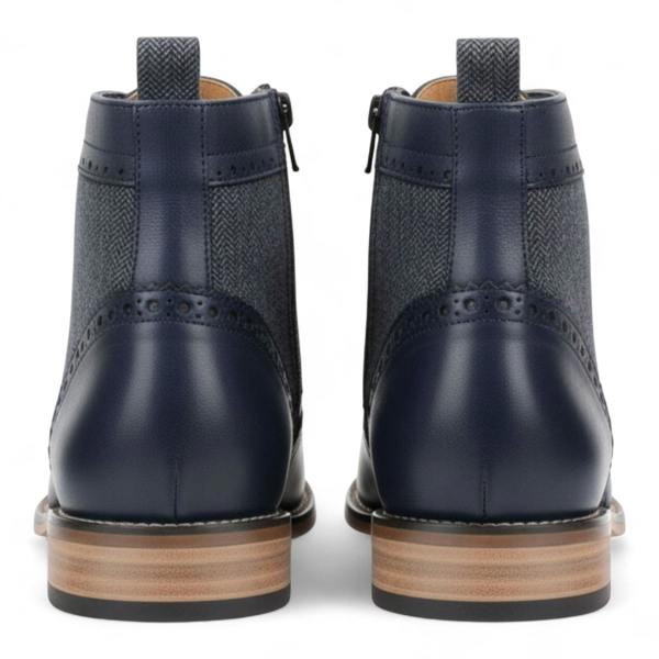 Dolcetto Men's Navy Blue Wingtip Brogue Ankle Dress Chukka Boots