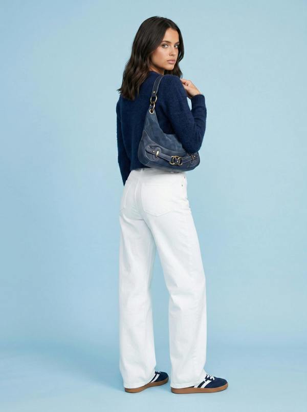 Urban Bliss Wool Blend Cropped Cardigan Navy