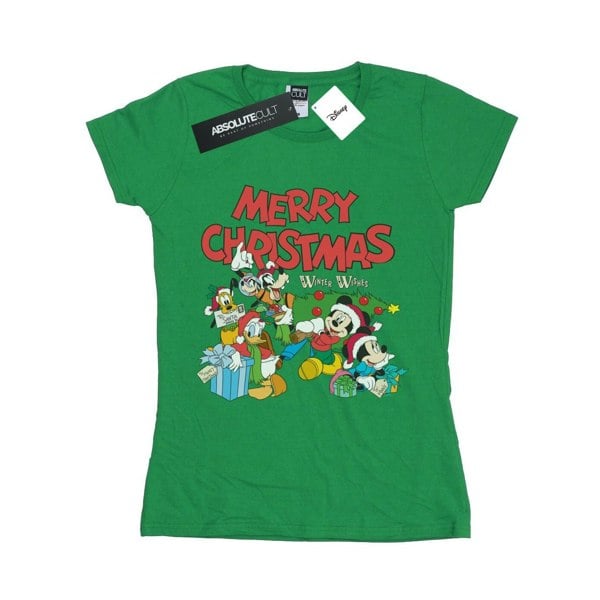 Disney Womens/Ladies Mickey And Friends Winter Wishes Cotton T-Shirt - Irish Green