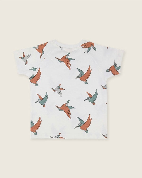 organic cotton White Birdsong Print T-Shirt - image 5