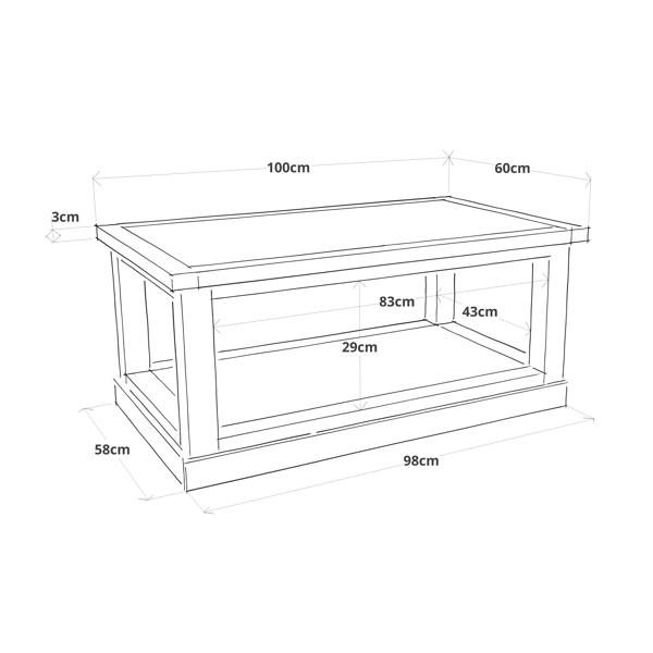 Cabinet Bits Coffee Table with Shelf - H45 W100 D60cm