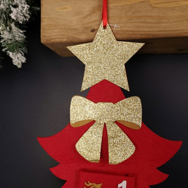 Samuel Alexander 90cm Fabric Tree Shape Advent Calendar Christmas Decoration in Red